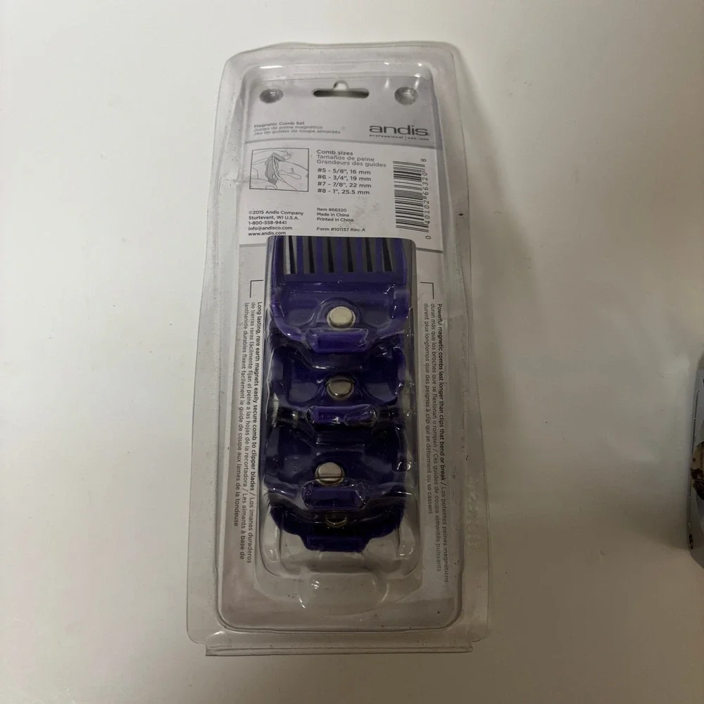 Andis Professional Magnetic Comb‎ Set Purple 4 Piece Item 66320 Fits MBA ML US-1